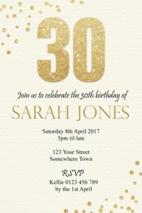 Gold glitter invitation
