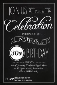 celebrate black and white invitation