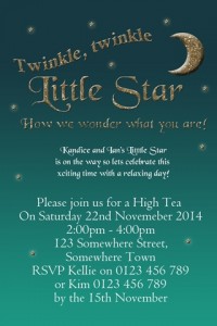 Twinkle little star baby shower invitation