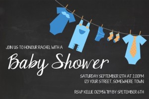 Boys clothesline baby shower invitation