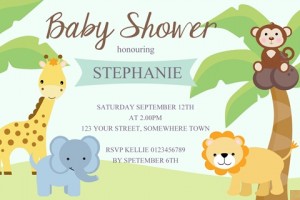 safari jungle animal baby shower invitation