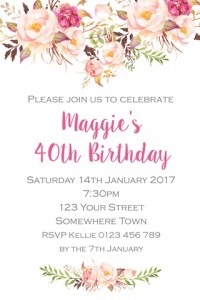pink foral invitation