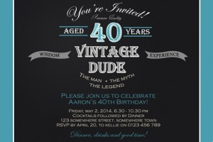 male vintage 40th birthday invite