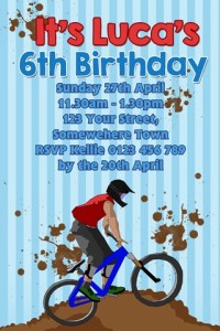Boys BMX birthday party invitation