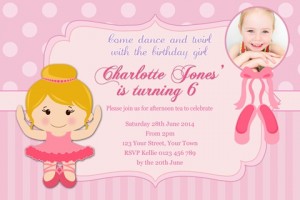 girls pink ballerina birthday invite