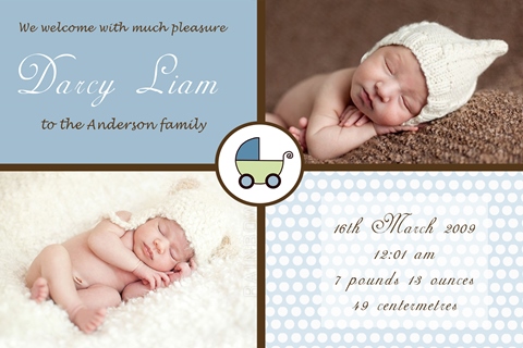 boy Birth announcement and baby thank you