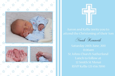Boys christening baptism invitation