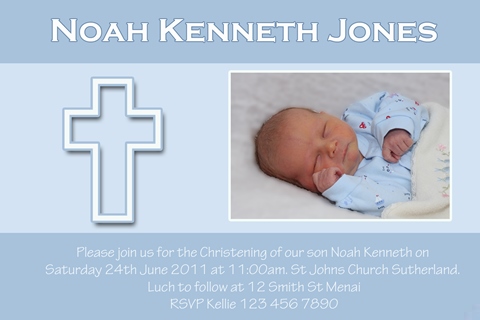 Boys christening baptism invitation
