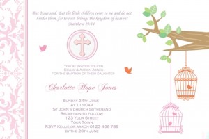 Girls christening invitation