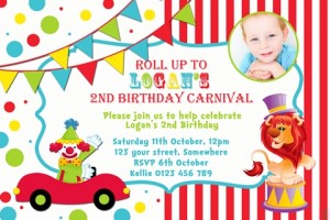 girls and boys circus birthday invitation