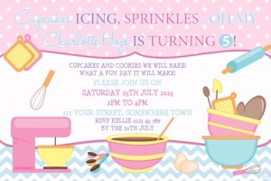 girls birthday cooking invitation