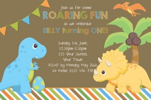 cute boys dinosaur birthday party invitation