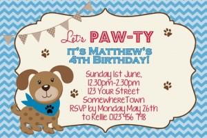 kids blys blue puppy dog birthday party invite