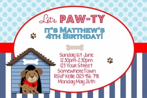 kids puppy dog birthday party invite