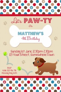 kids puppy dog birthday party invite