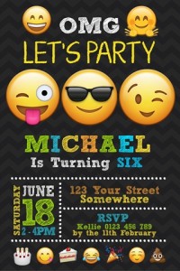 kids emoji smiley birthday party invitation