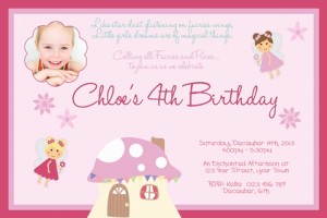 fairy and mushroom girls birthday invitation