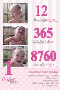 Girls first birthday invitation