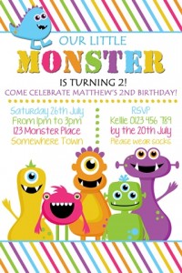 kids monster birthday party invitation