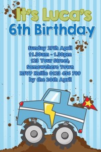 boys monster truck birthday party invitation