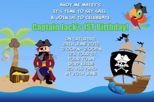 boys pirate birthday party invitation