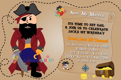 boys pirate birthday party invitation