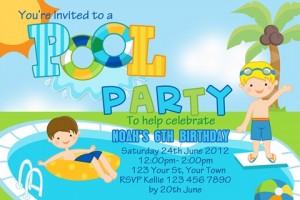 boys pool party birthday party invitation