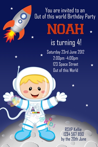 boys space astronaut invitation