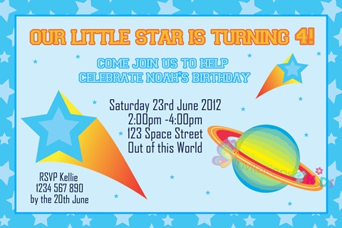 boys space planet invitation