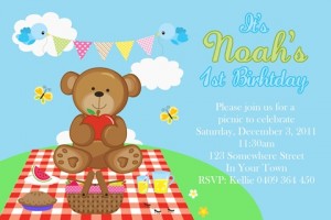 boys teddy bear picnic invitation