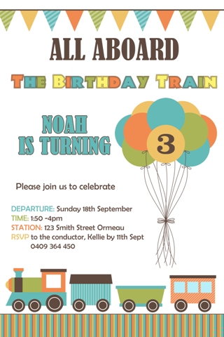 boys train invitation