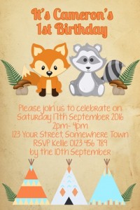 boys wild one and woodland tribal invite