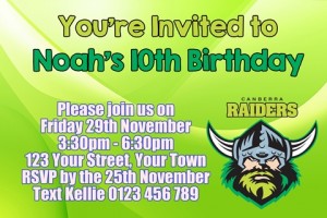 Canberra Raiders NRL football invite