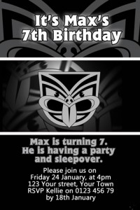 NZ Warriors NRL Football invitation