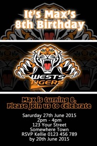 West Tigers NRL football invitation