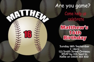 boys baseball invitation