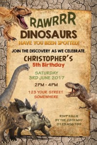 kids Boys dinosaur invitation