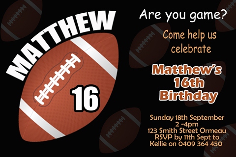 boys gridiron football invitatin