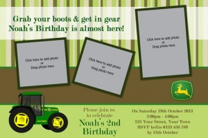 boys john deere tractor invitation