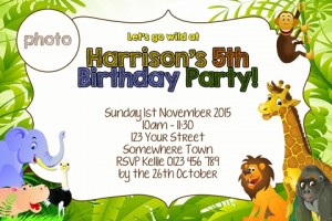 kids jungle animals invitation