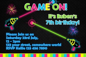Boys laser tag birthday party invitation