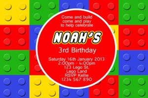 kids lego birthday party invitation