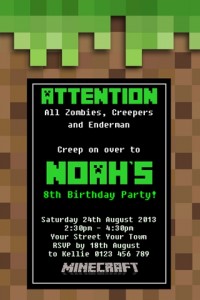 kids minecraft invitation