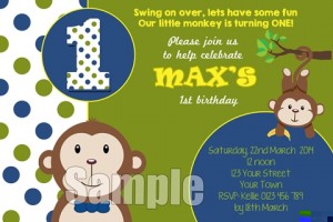 boys monkey invitation