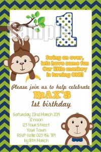 boys monkey invitation