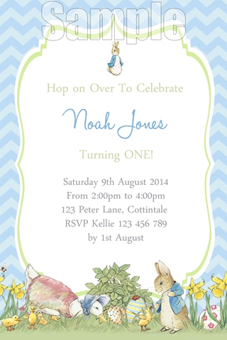 boys peter rabbit invitation