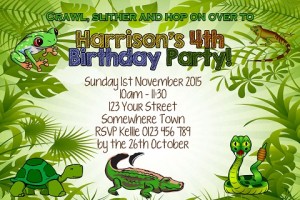 kids reptile invitation