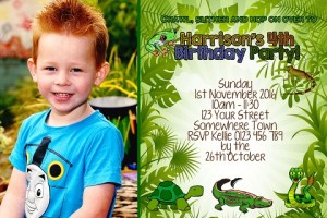 kids reptile invitation with photo