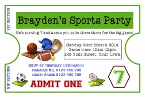 boys sports party ticket invitation