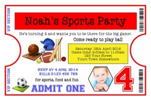 boys sports party ticket invitation